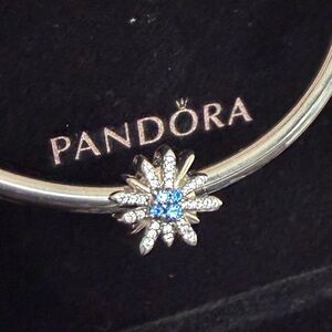 Pandora Silver Snowflake Wish Charm with Blue Accent
